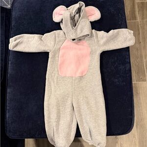 Gray and Pink Mouse Onesie 2T